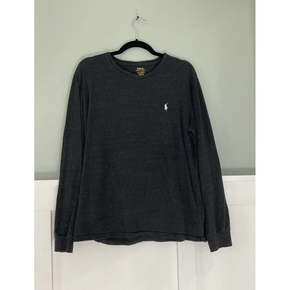 Polo Ralph Lauren Men's‎ Large Heathered Gray Long Sleeve T-Shirt  Pony Logo